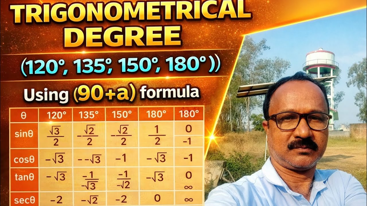 Trigonometry value of 120°,135°,150°,180°using 90+a Formula 