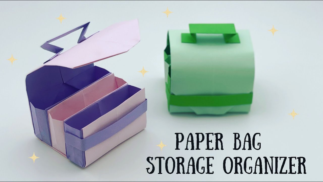 DIY MINI PAPER SCHOOL BAG STORAGE ORGANIZER / Paper Craft / Origami  Storage Box DIY /Desk Organizer