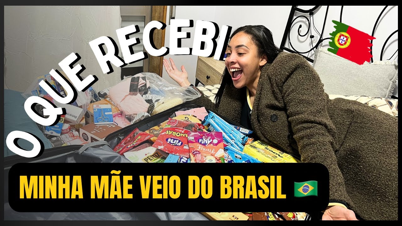 O QUE MINHA MÃE TROUXE DO BRASIL PARA MIM....MALA DE 23KG CHEIA | LEIRIA PORTUGAL