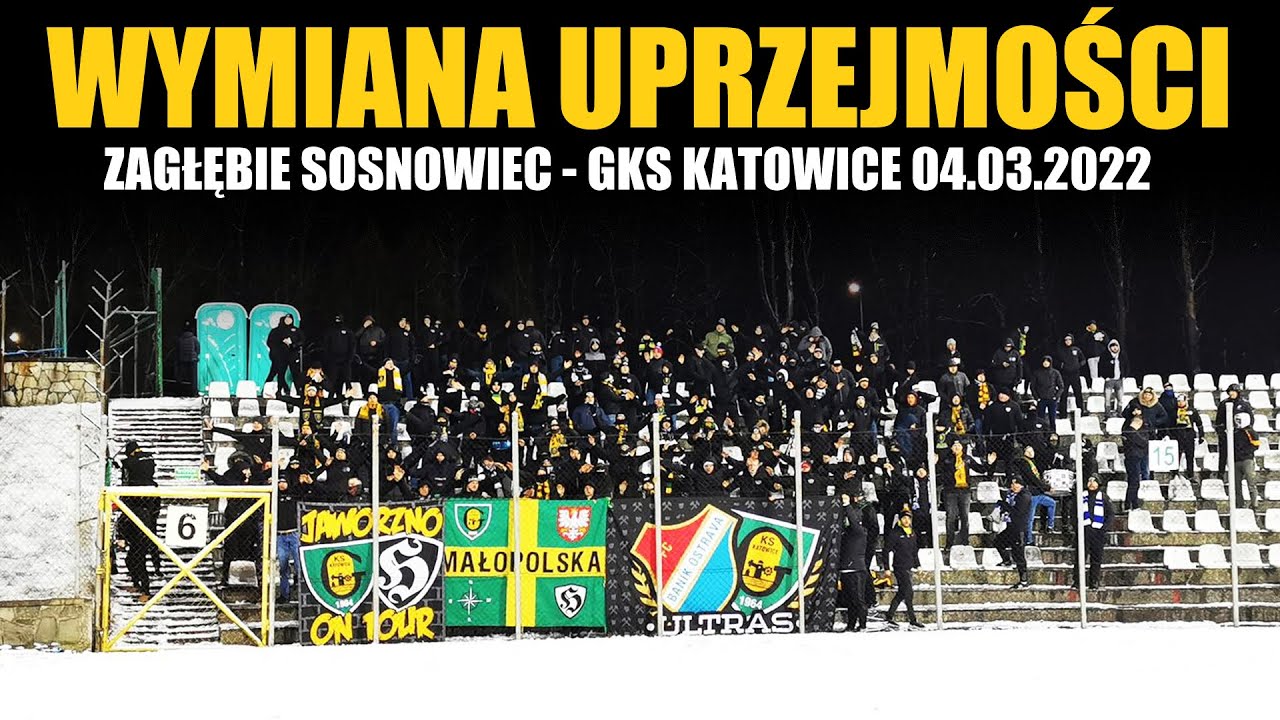 Wymiana uprzejmości podczas meczu Zagłębie Sosnowiec - GKS Katowice 04.03.2022