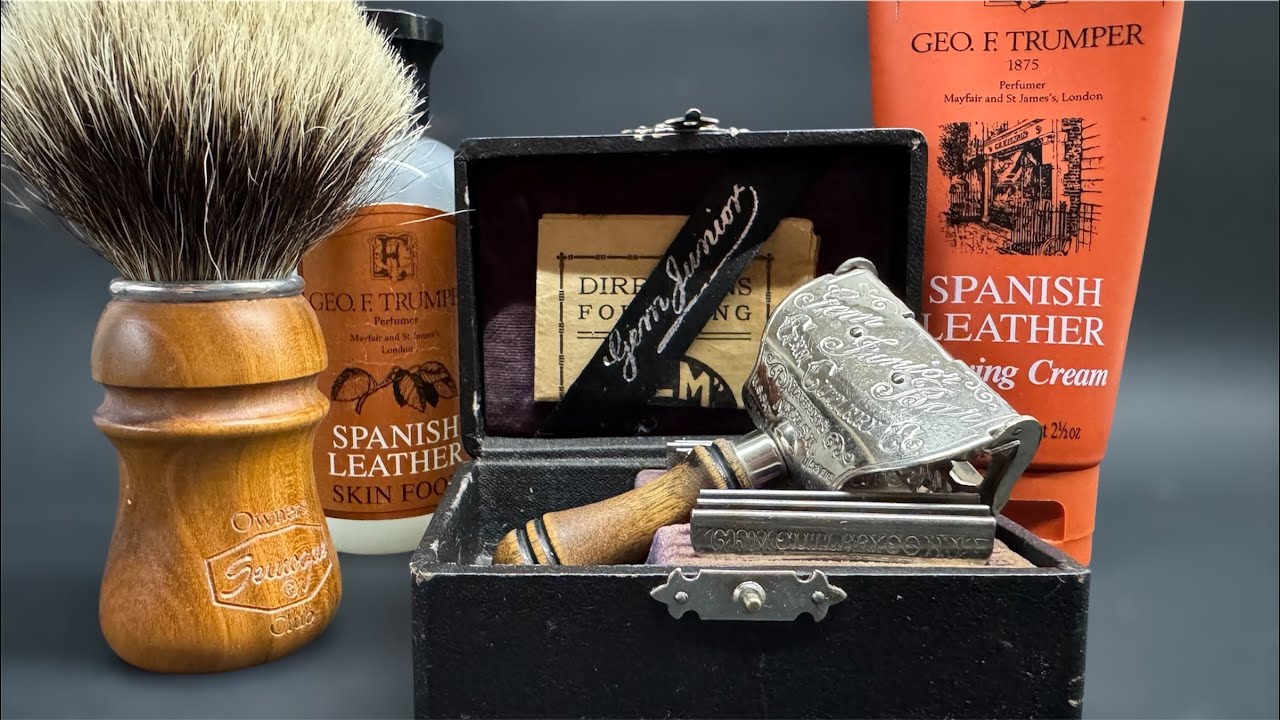 🫧GEM Junior 1907🫧 Geo. F. Trumper Spanish Leather Shaving Cream and Skin Food🫧 Semogue Owners Club
