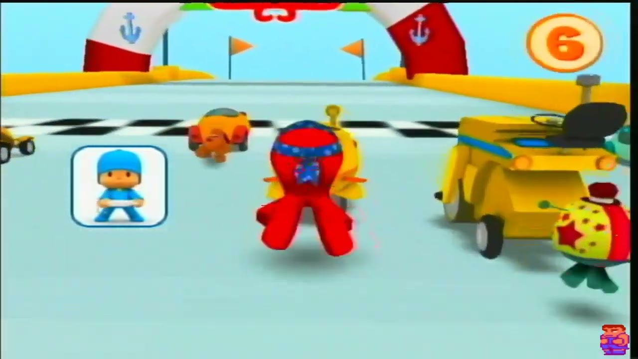 Pulpo, el mejor, gana campeonato del nivel 9 de las Olimpiadas del Motor de Pocoyó Racing para WII.