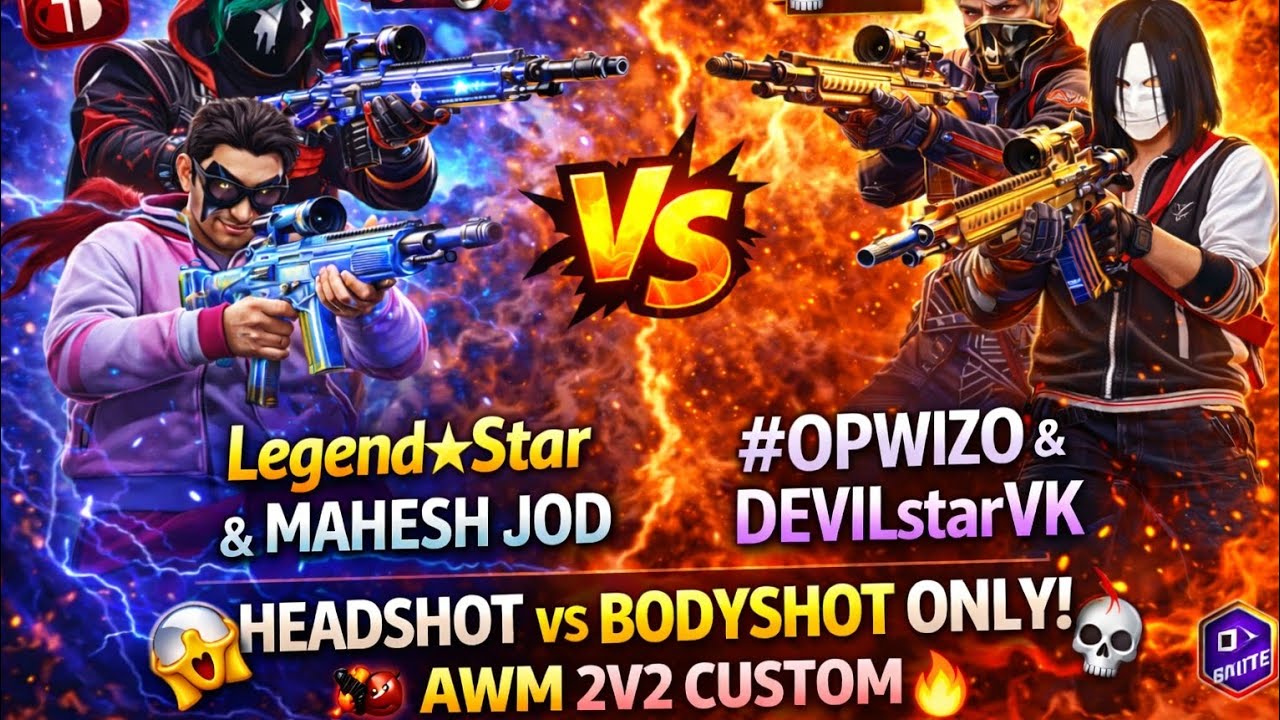 LEGEND★STAR & MAHESH JOD vs #OPWIZO & DEVILstarVK 😱 | AWM 2v2 CUSTOM 🔥 Headshot vs Bodyshot Only!