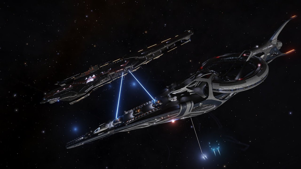 [Elite Dangerous] Capital Ship Jumps into and out of Battle