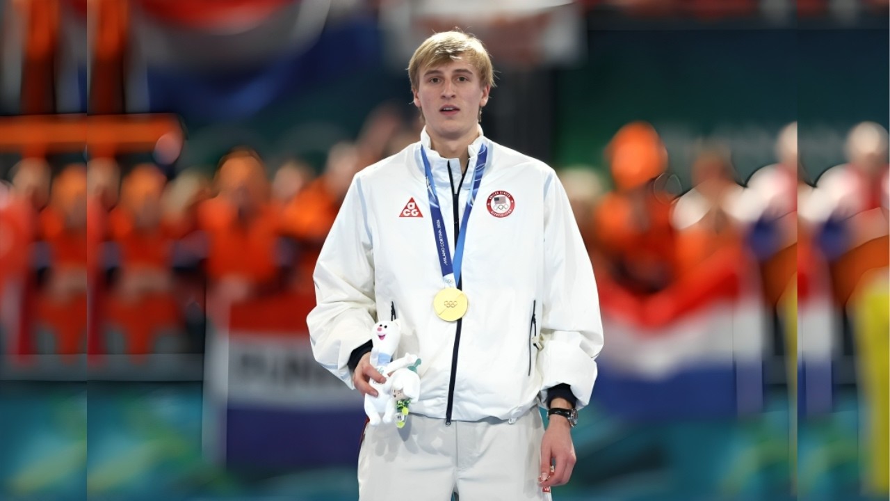 Jordan Stolz Captures Historic U S  Gold in 500m Speedskating, Sets New Olympic Record