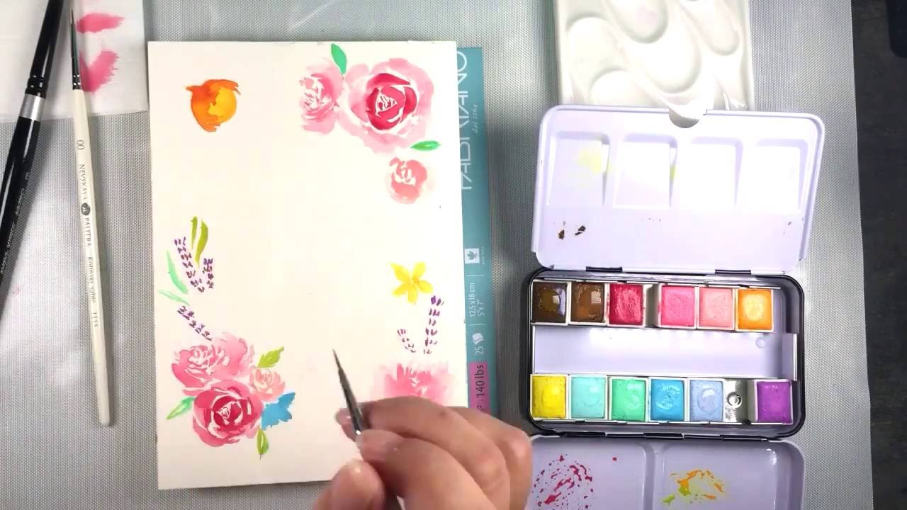 Watercolor flowers wreath tutorial - Prima Pastel Dreams
