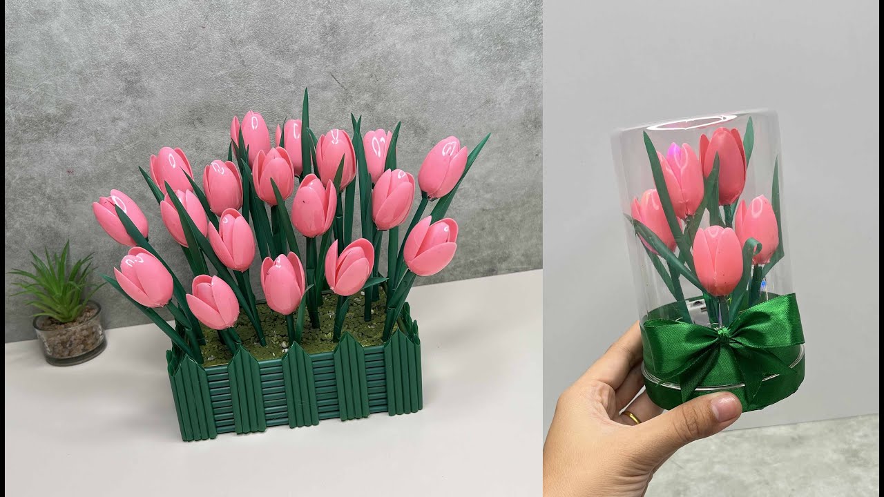 DIY Plastic spoons flower craft ideas | Ide kreatif bunga hias dari sendok plastik
