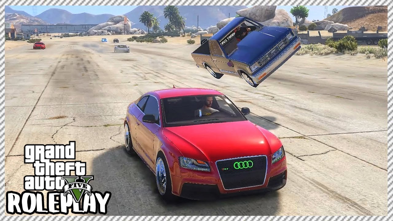 Ролевая игра GTA 5 — «огромная» машина теряет управление и переворачивается в дрэг-рейсинге | Red...