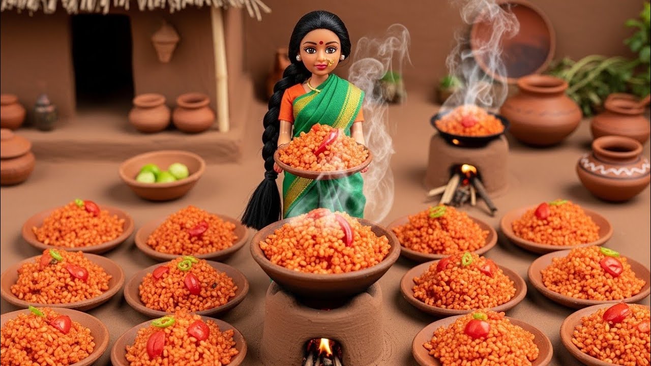 Miniature Doll Village Tomato Rice Cooking ASMR