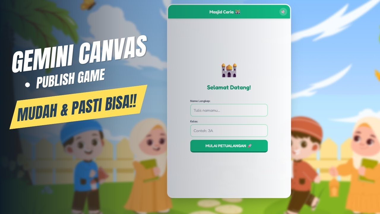 Gemini Canvas : Publish game gemini canvas pakai akun pribadi dan akun belajar