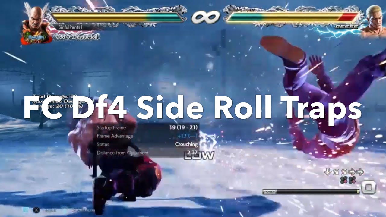 Tekken 7 Heihachi Oki Tips Crouching Dragon Kick FC Df4 Side Roll Traps