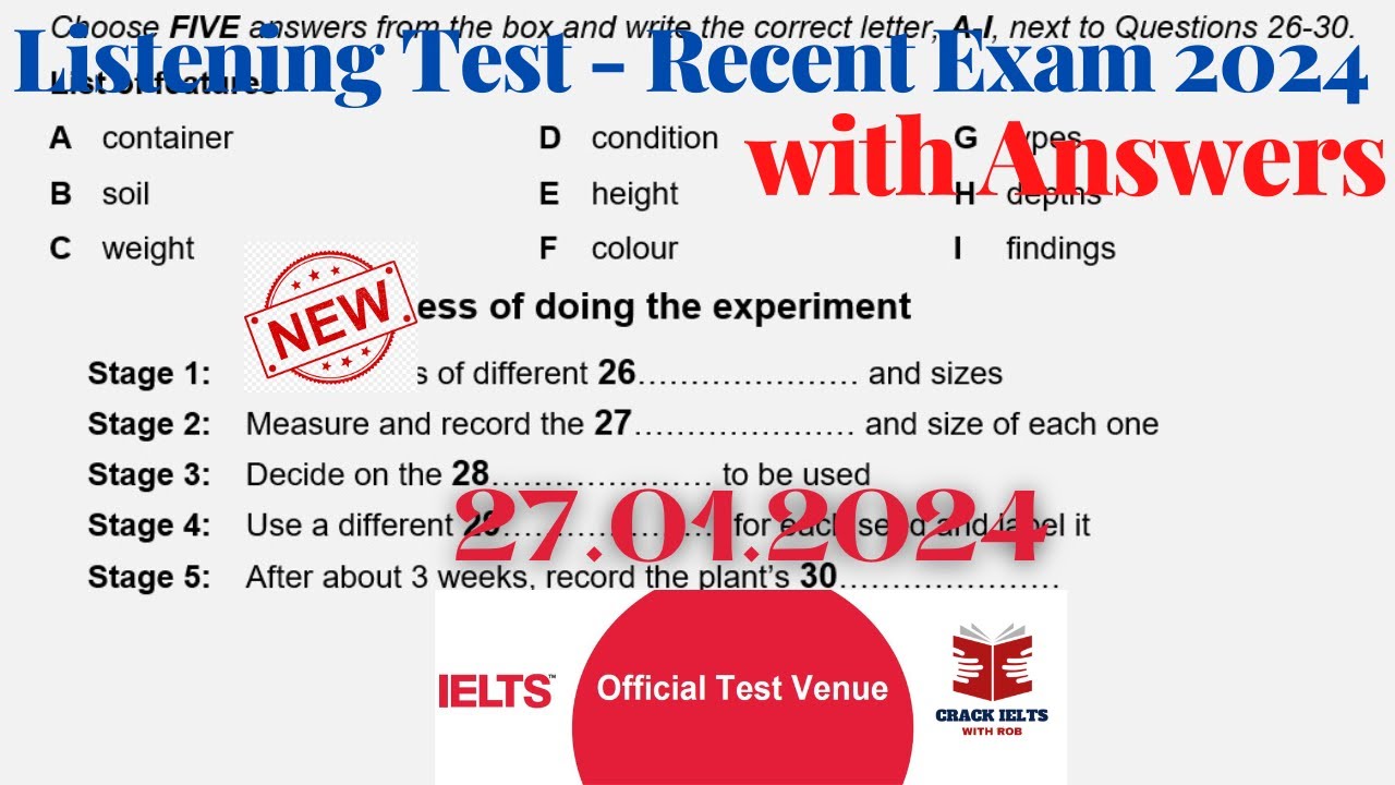 IELTS Listening Actual Test 2024 with Answers | 27.01.2024