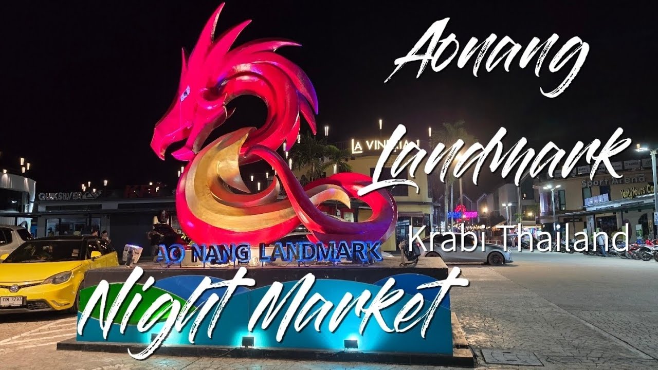 [4k] AoNang Landmark Night Market walk, Krabi Thailand