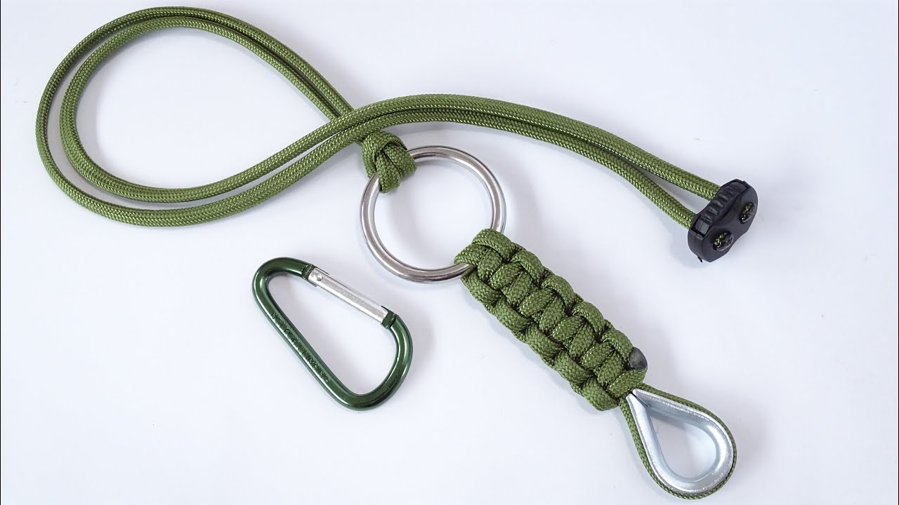 Ring and Thimble Paracord Lanyard Keychain - How to make a Paracord Key Fob / Lanyard - CBYS