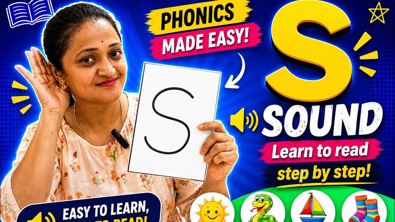 Letter s sound/phonics for kids/learn to read #ramaniyerramilli 