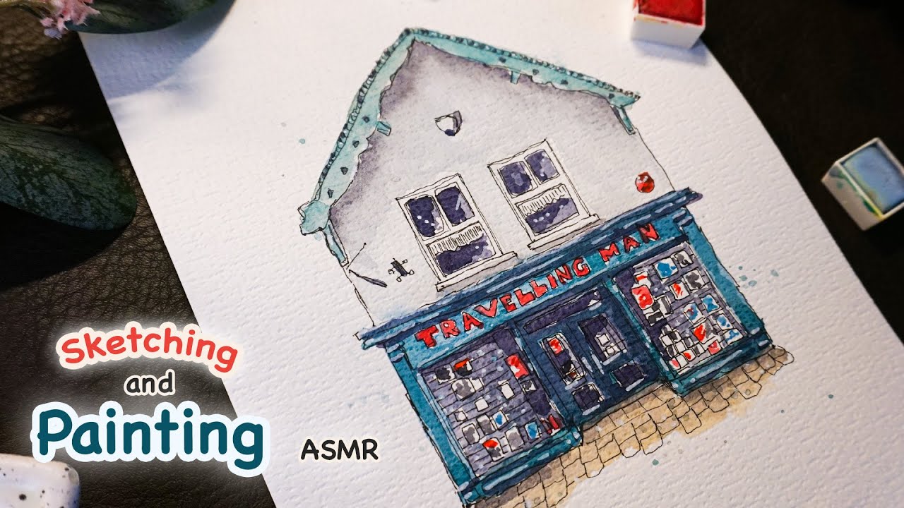 ASMR sketching and Watercolor painting | Real time painting | Relaxing Art