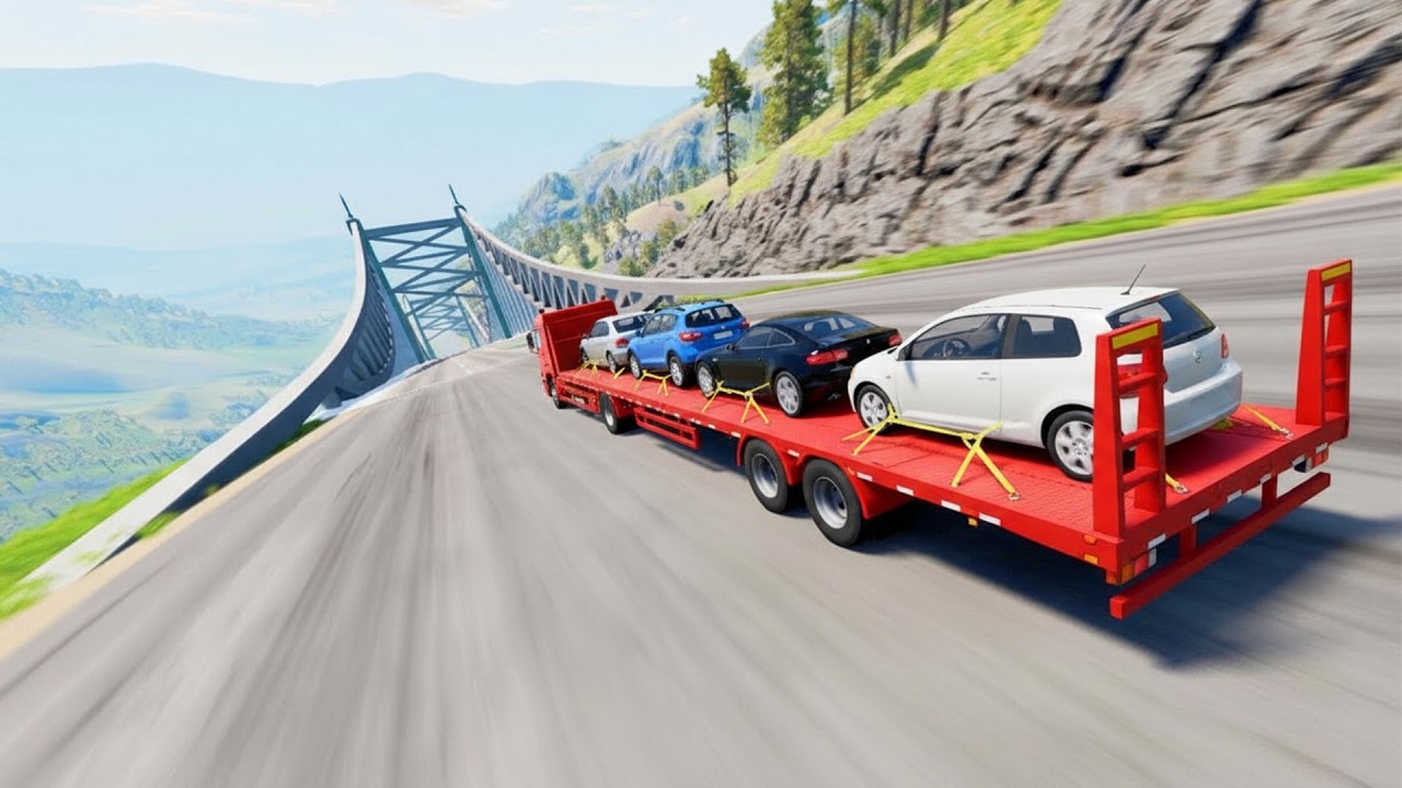 IMPOSSIBLE Downhill Challenge: Flatbed Trucks! (BeamNG.drive) #1