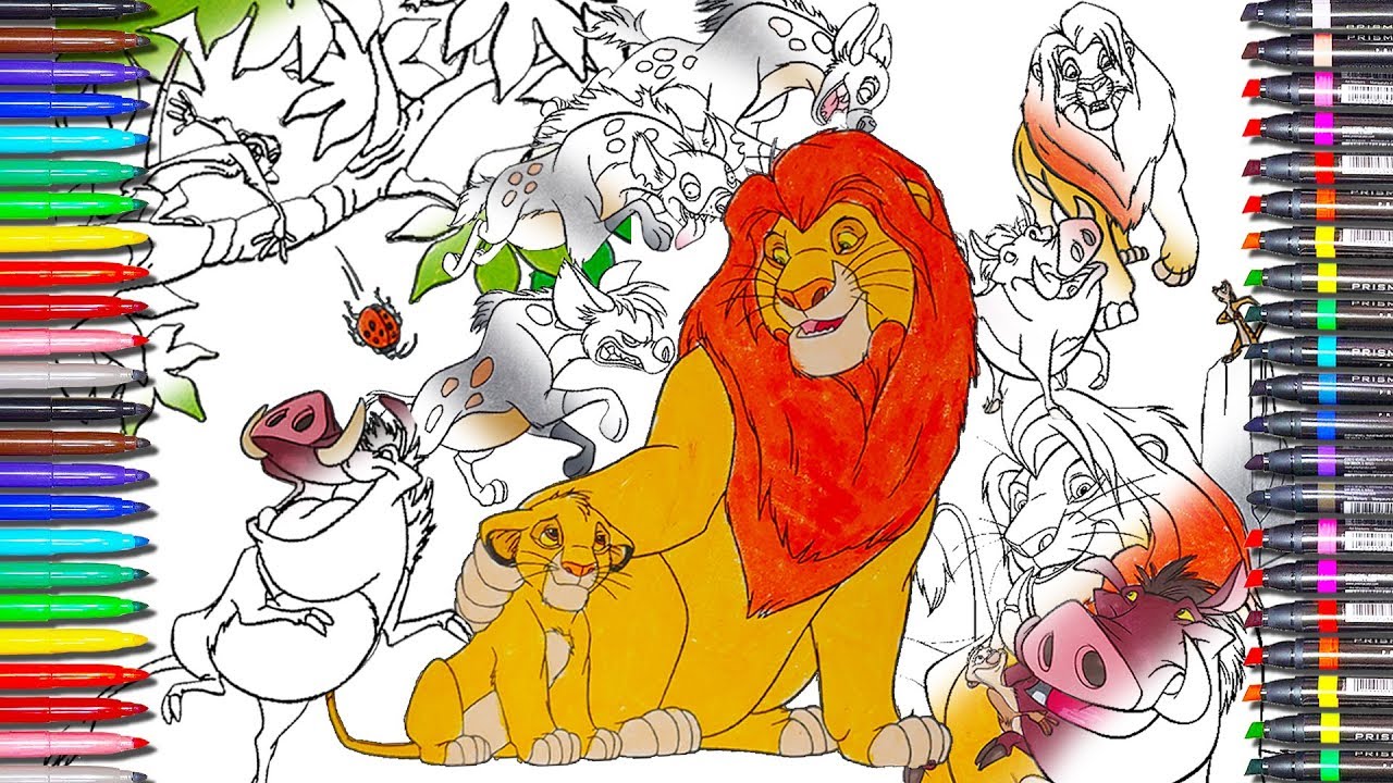 The Lion King Coloring Pages : How to Color the Simba, Pumbaa & Timon Disney Movie LionKing for Kids