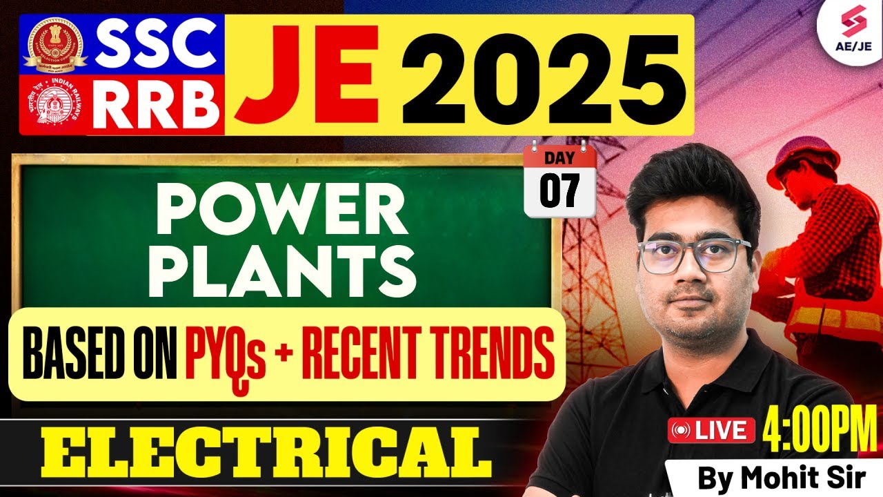 Power Plants for SSC JE/ RRB JE 2025 | SSC JE/ RRB JE Electrical Classes by Mohit Sir