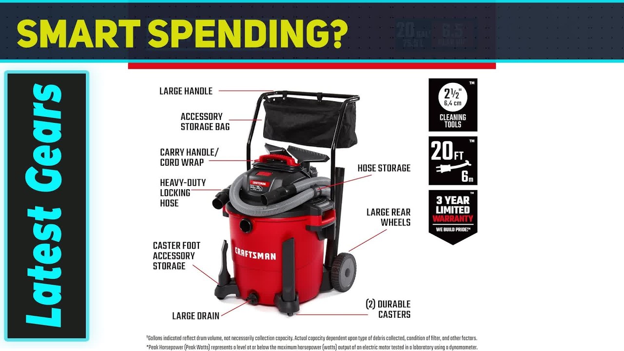 CRAFTSMAN CMXEVBE17656 20 Gallon Wet Dry Vac – Best Heavy-Duty Shop Vacuum