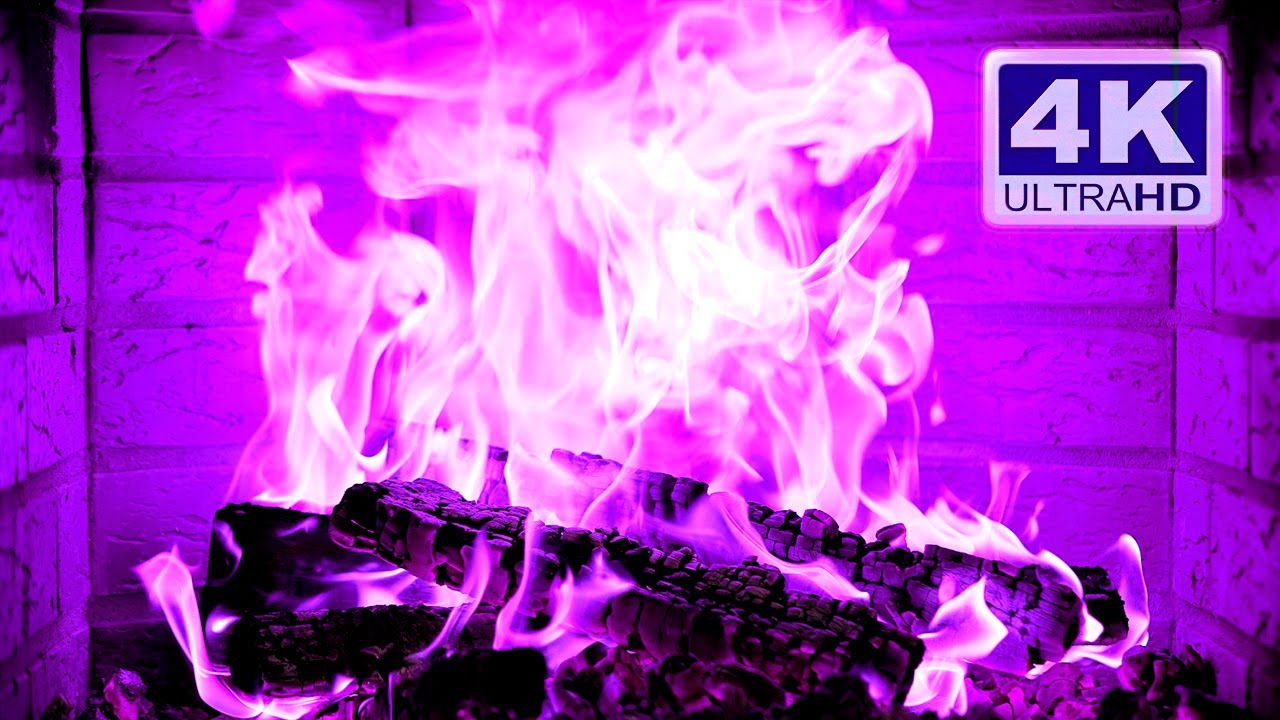 🔥 PURPLE FIREPLACE 4K Ultra HD. Halloween Ambience