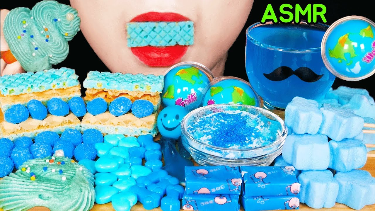ASMR*BLUE FOOD(FROZEN2) 겨울왕국2 개봉 기념 블루 디저트 먹방*MUKBANG*EATING SOUNDS*NO TALKING*أزرق,蓝色的,Màu xanh