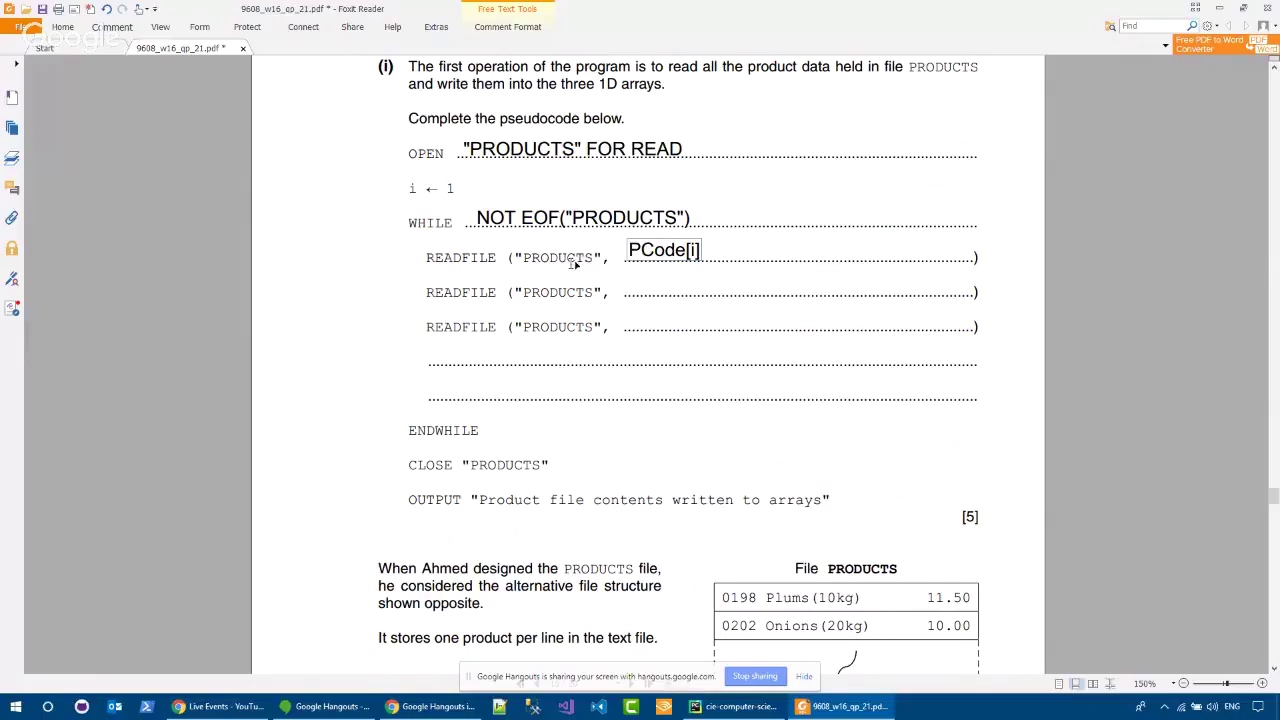CIE AS Computer Science 9708 | W16 P21 | Solved Past Paper