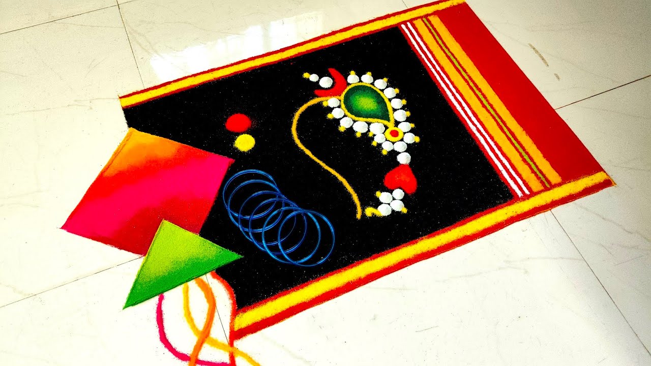 Sankranti special rangoli l Satisfying video | Haldi kumkum rangoli मकर संक्रांती हळदी कुंकू रांगोळी