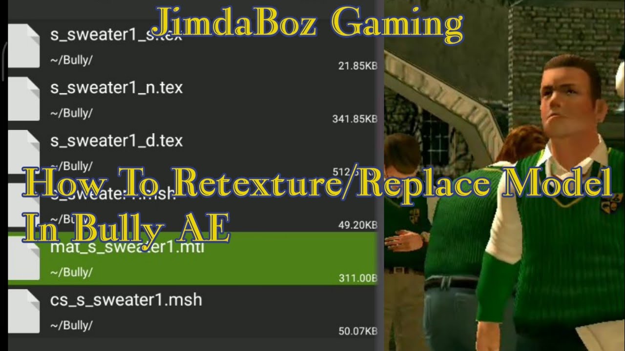 Bully Tutorial-How To Retexture/Replace Model In Bully AE
