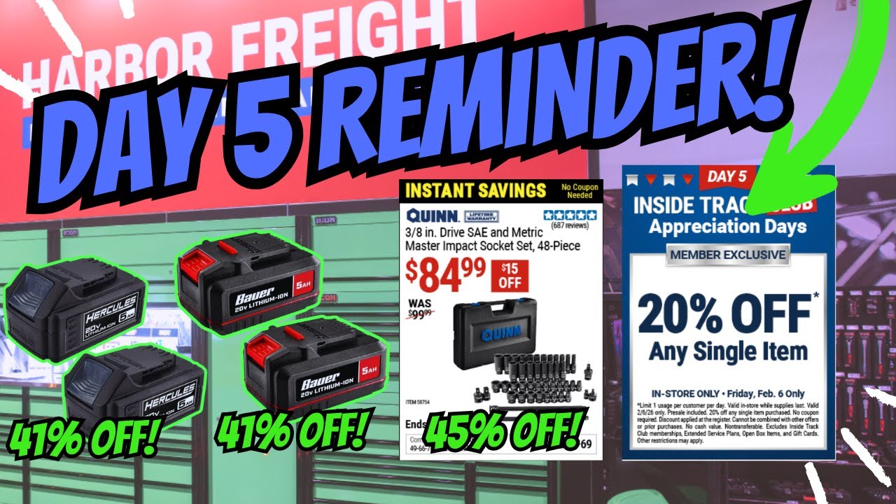 Harbor Freight Day 5 ITC: Stacking 20% Off with Instant Savings! 😱