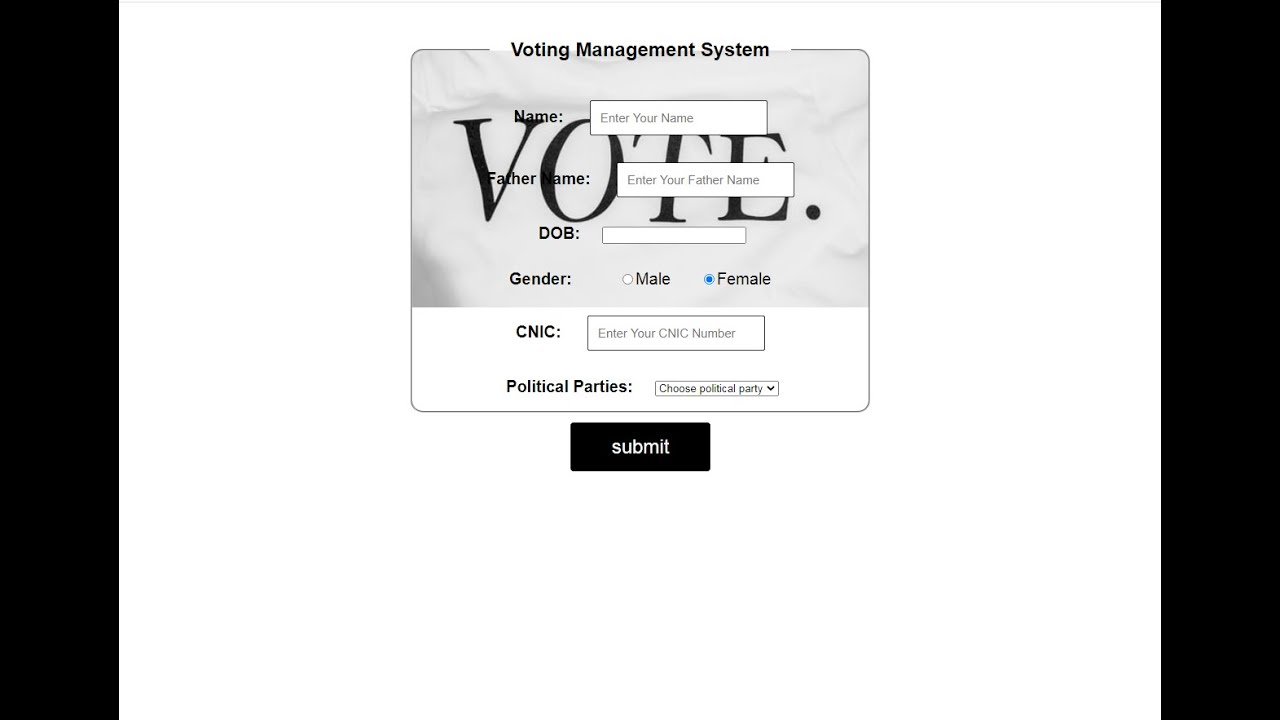 How to make a E voting system by using HTML and CSS | Source code