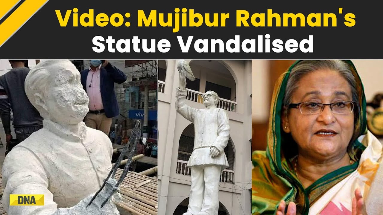 VIDEO: Sheikh Hasina's Father Mujibur Rahman's Statue Vandalised By Protesters | Bangladesh Crisis