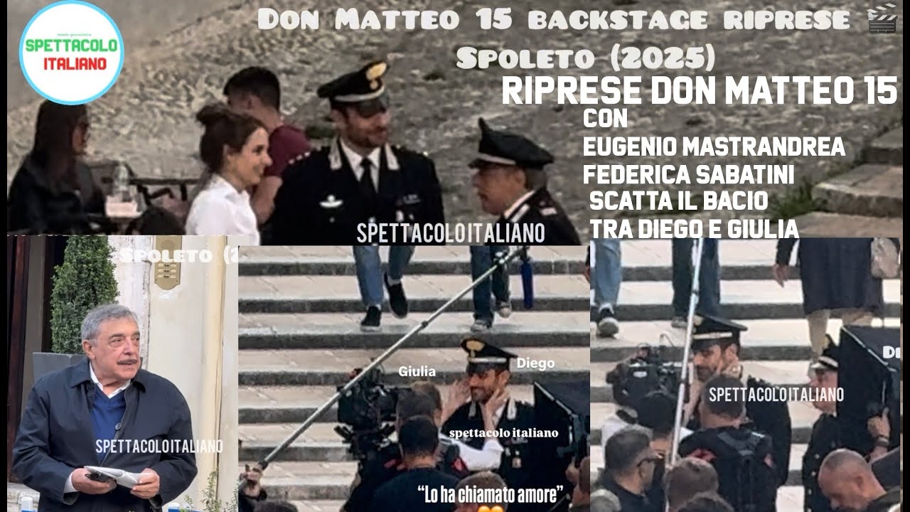 Don Matteo 15 riprese a Spoleto con Nino Frassica, bacio tra Diego e Giulia (Mastrandrea e Sabatini)