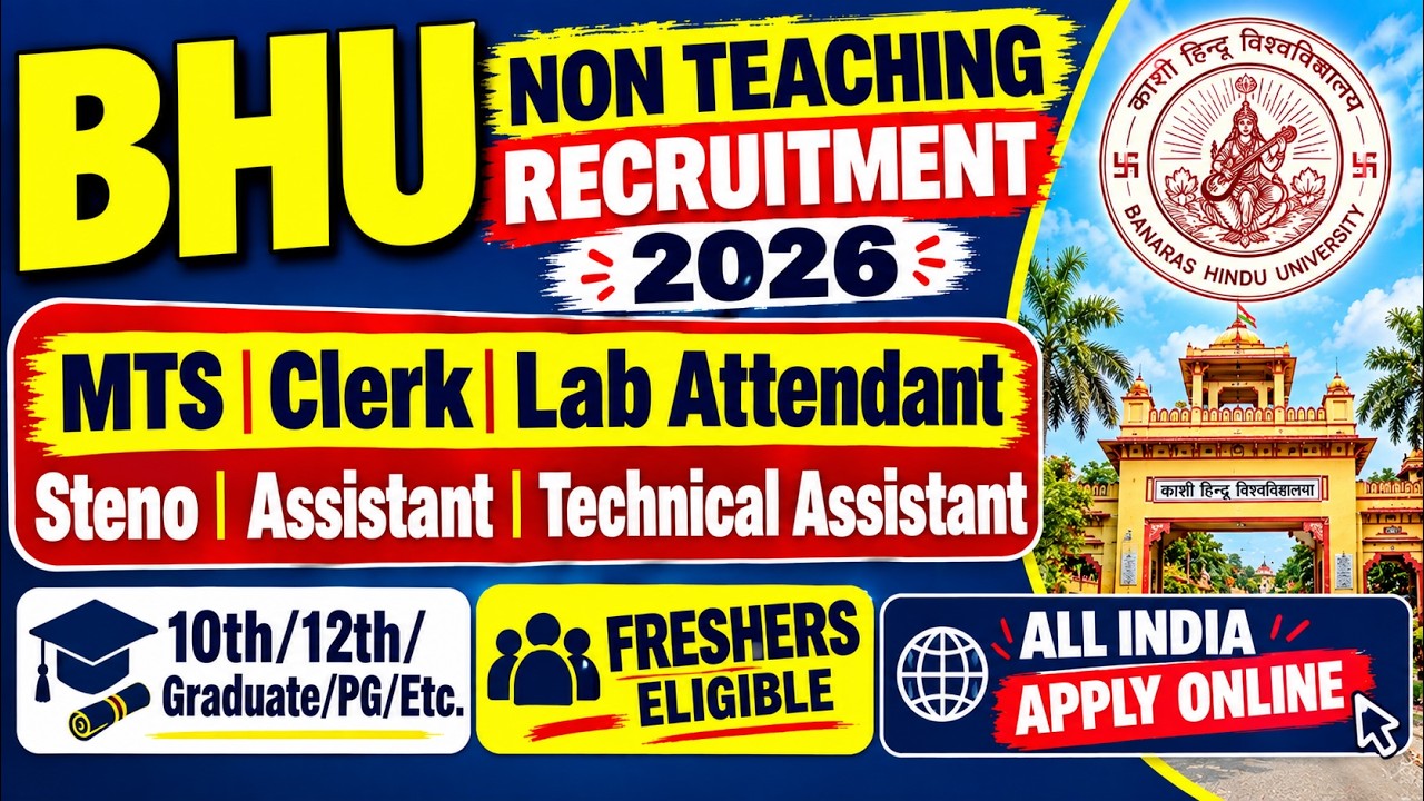 BHU Non Teaching Recruitment 2026 🔥Central Govt Job 🎯10th/12th/Graduate 😍Freshers