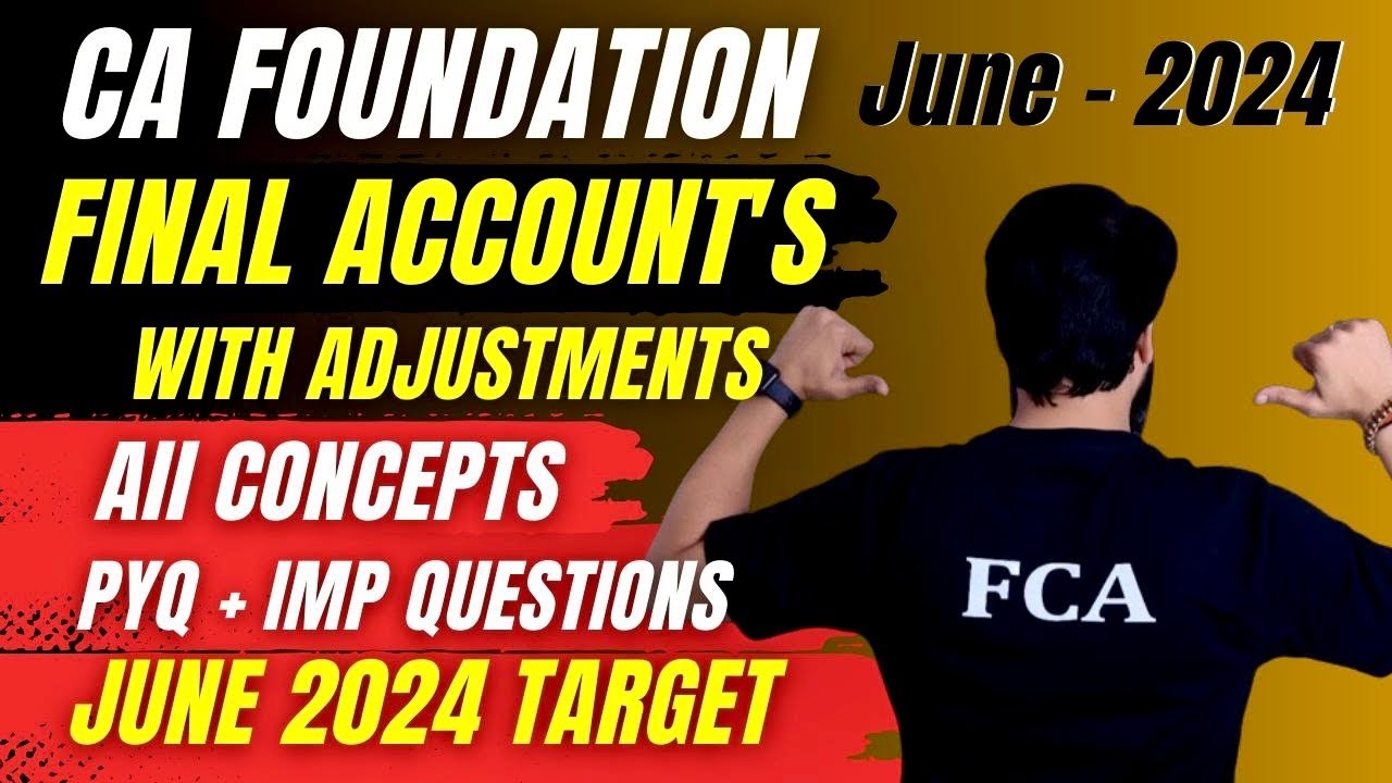 Final Accounts With Adjustment Revision I CA Foundation Accounts Final Accounts Revision #ctcclasses