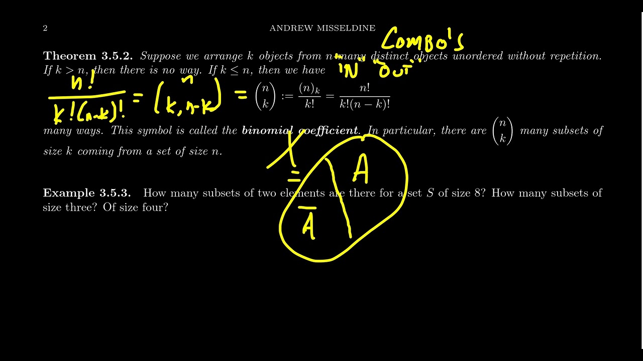 Combinations and Binomial Coefficients