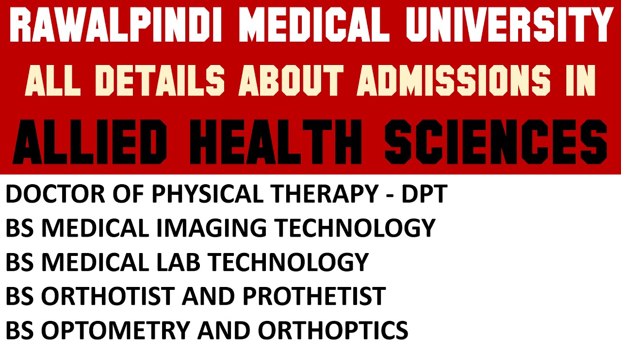 Rawalpindi Medical University (RMU)  | Admissions in Allied Health Sciences (AHS) Disciplines 2021