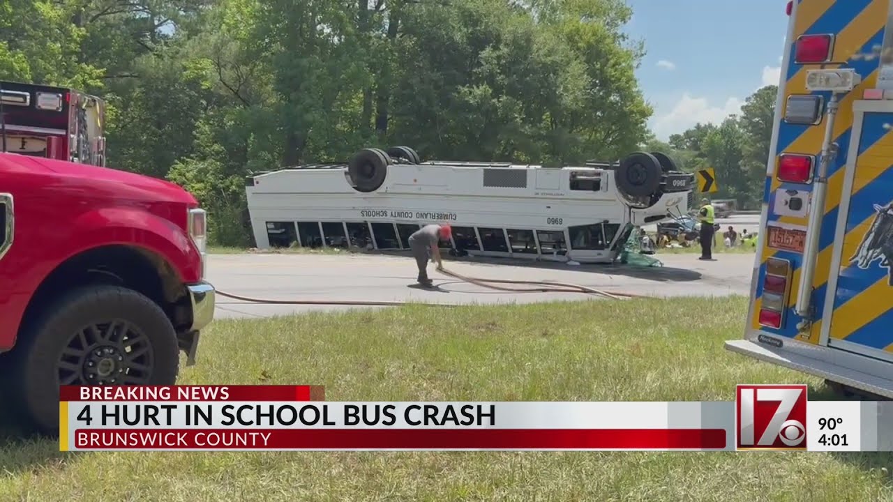 Cumberland County school bus flips in crash at NC coast