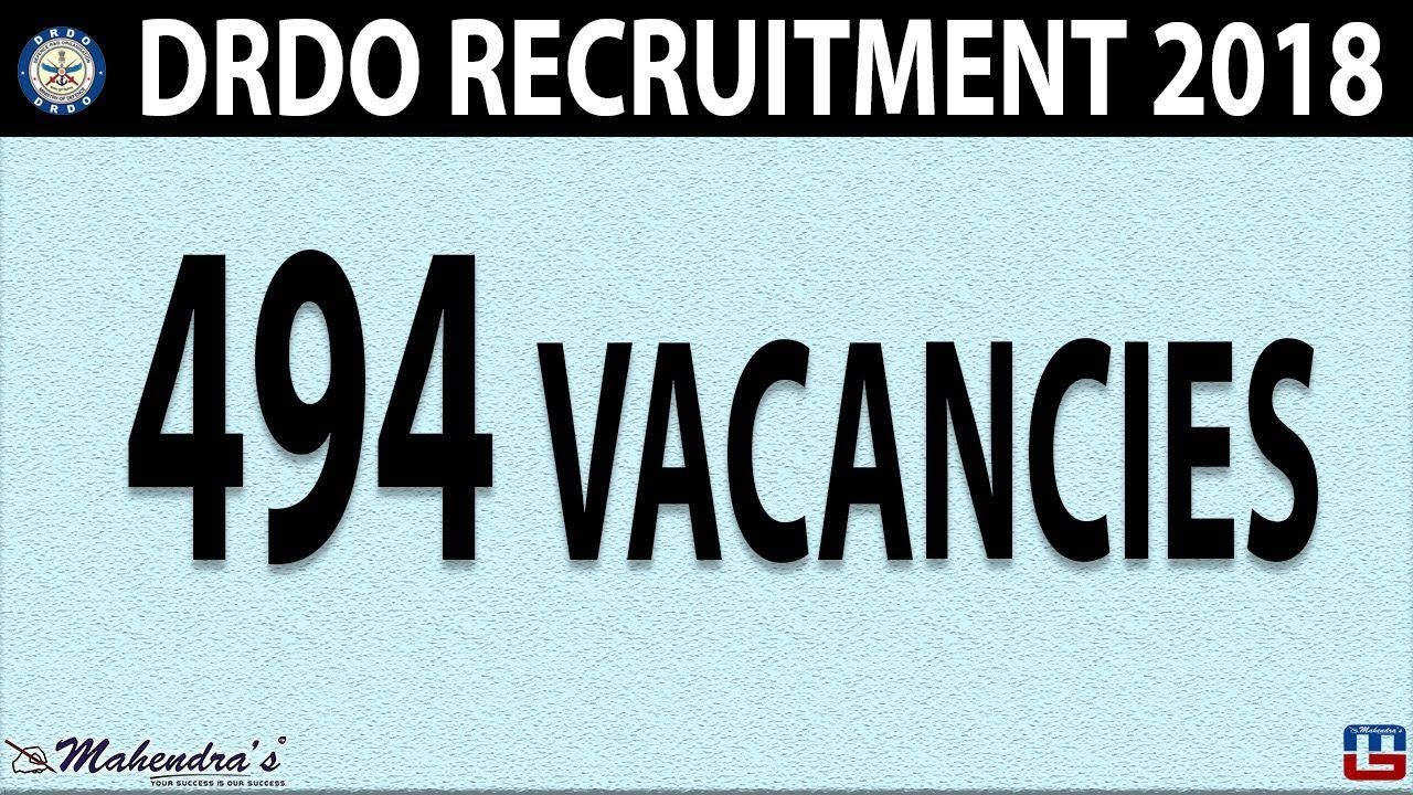 DRDO Recruitment 2018 | 494 Vacancies