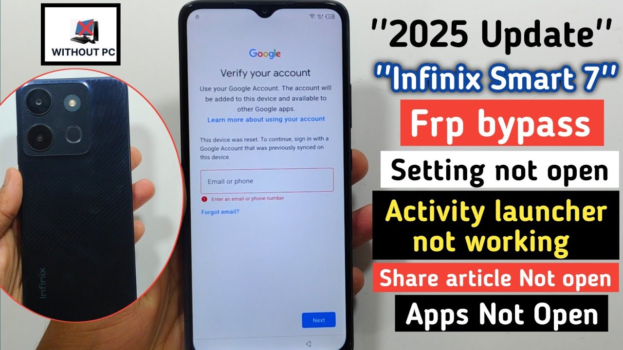 Infinix Smart 7 / 7 HD Frp Bypass Android 12 ! Settings Not Open ! Apps Not Open (Without PC)