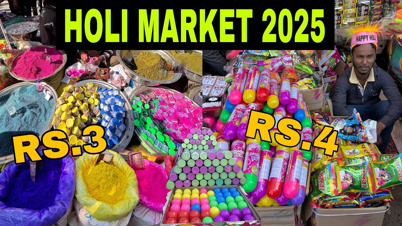 Cheapest Holi Market 2025 🔥 Exploring Gulal, Pichkari ₹4Rs | Holi Stash | Sadar Bazar Holi Market