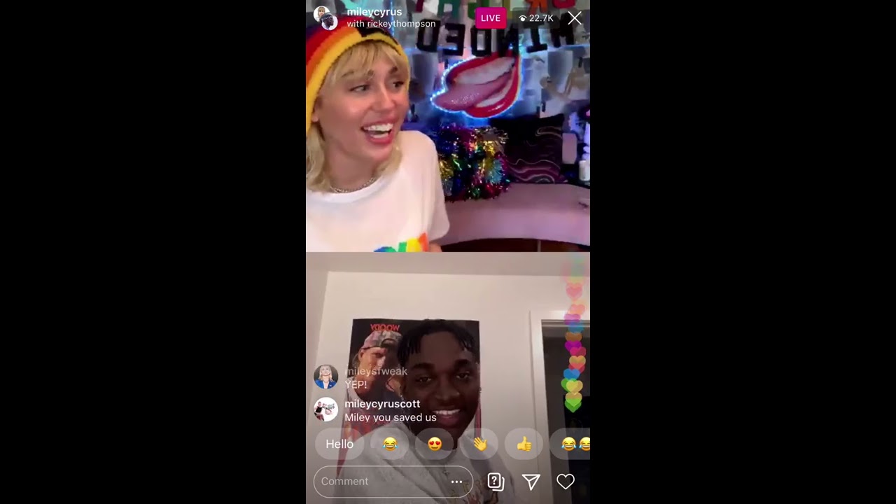 Miley Cyrus, Ellen DeGeneres, Rickey Thompson & Emily Osment - Instagram Live Stream - 3/23/2020
