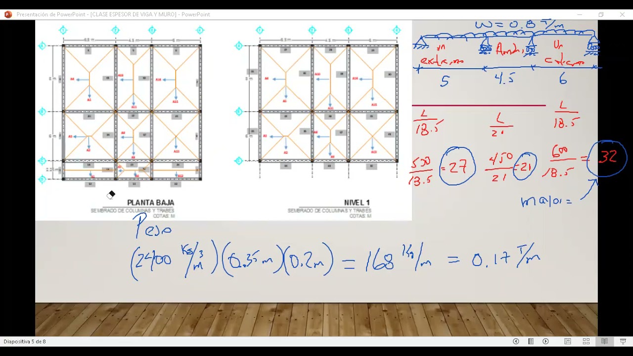 CLASE PESO MURO Y DIMENSIONES DE VIGA
