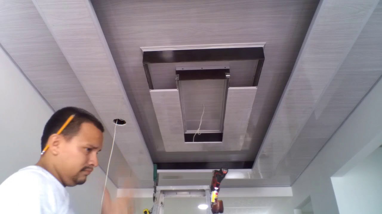 Cielo raso en PVC,Figura recuadros con indirecta Parte 2