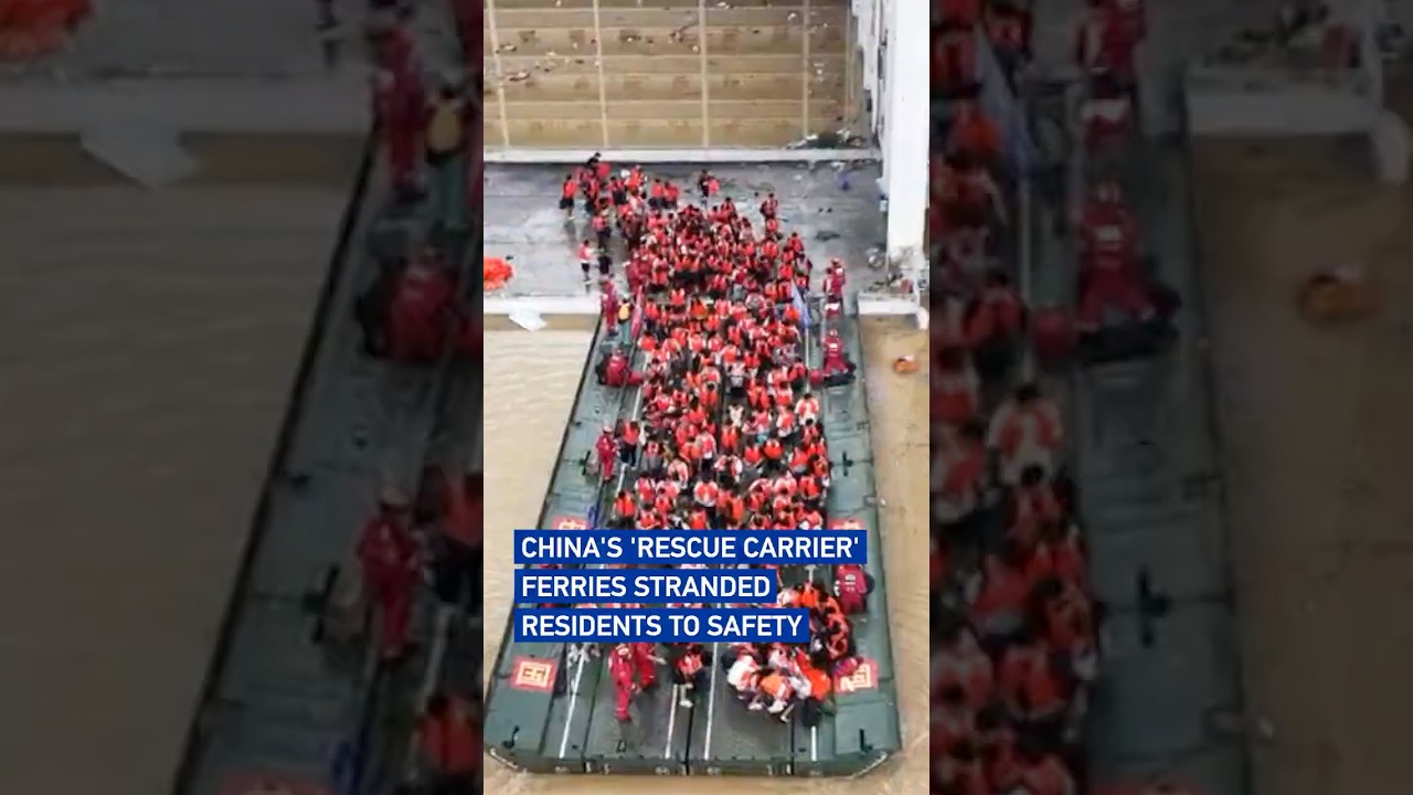 China's 'rescue carrier' ferries stranded residents to safety #coolchicauto