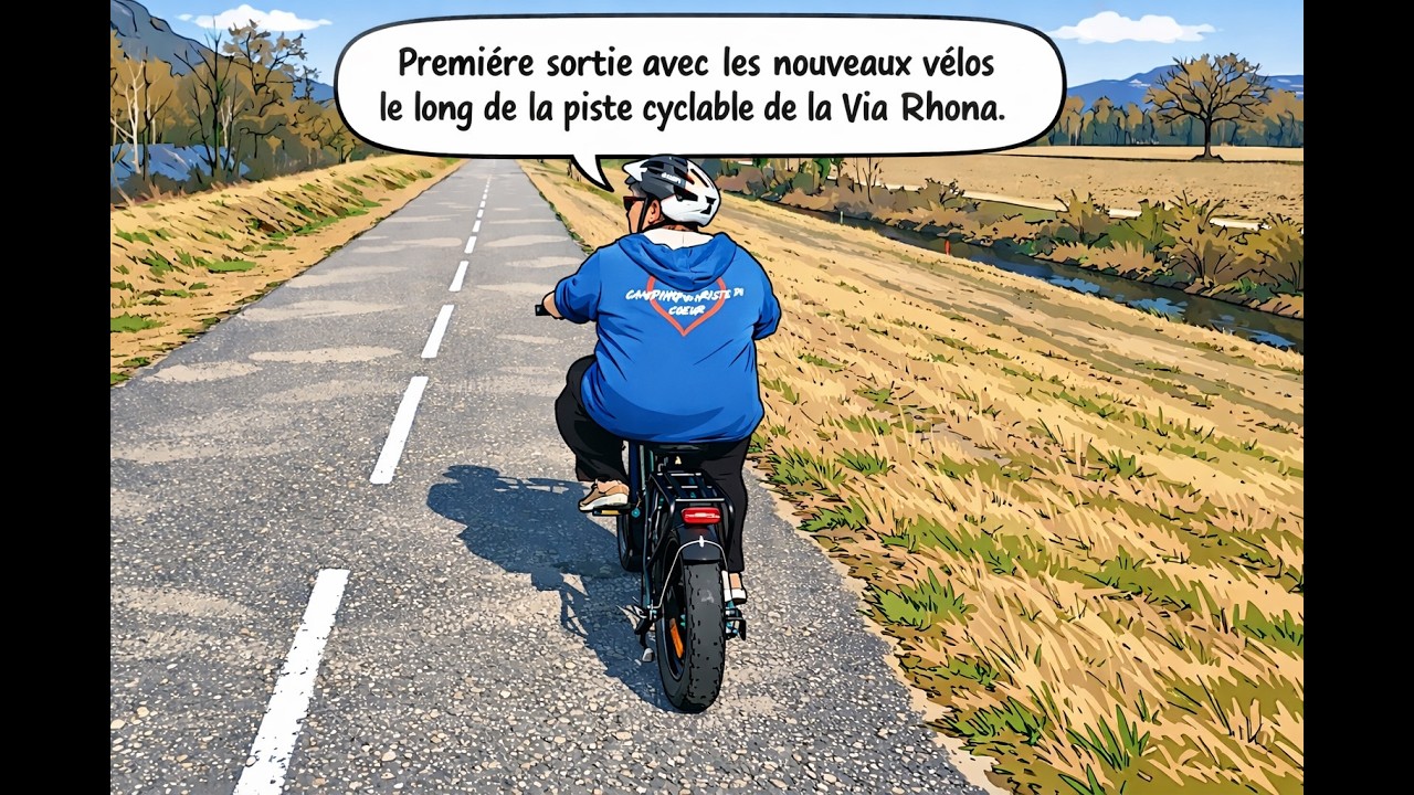 Premiere sortie avec nos nouveaux vélos sur la piste cyclable la via Rhona