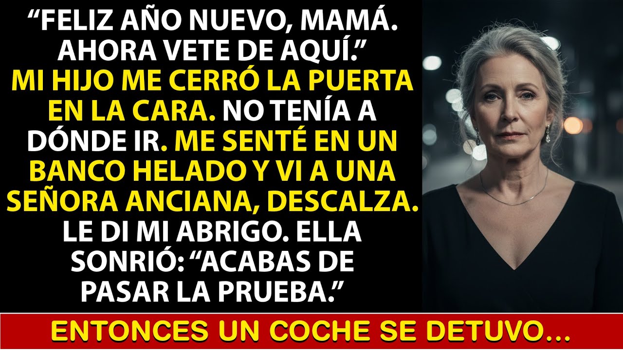 Mi hijo me echó en Año Nuevo. Le di mi abrigo a una anciana — “Pasaste la prueba”, dijo… entonces un