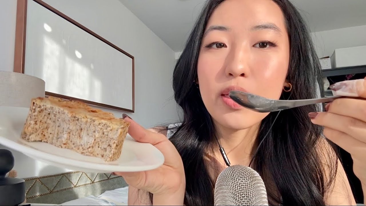 ASMR| Eating Cheesecake With me🧀 Mouth Sounds and Whispers 