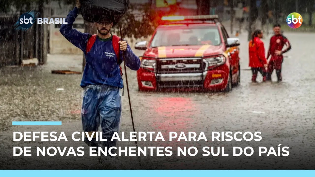 Ciclone no Sul do pa&iacute;s: chuva causa 1 morte no RS; regi&atilde;o est&aacute; em alerta para temporal | #SBTBrasil