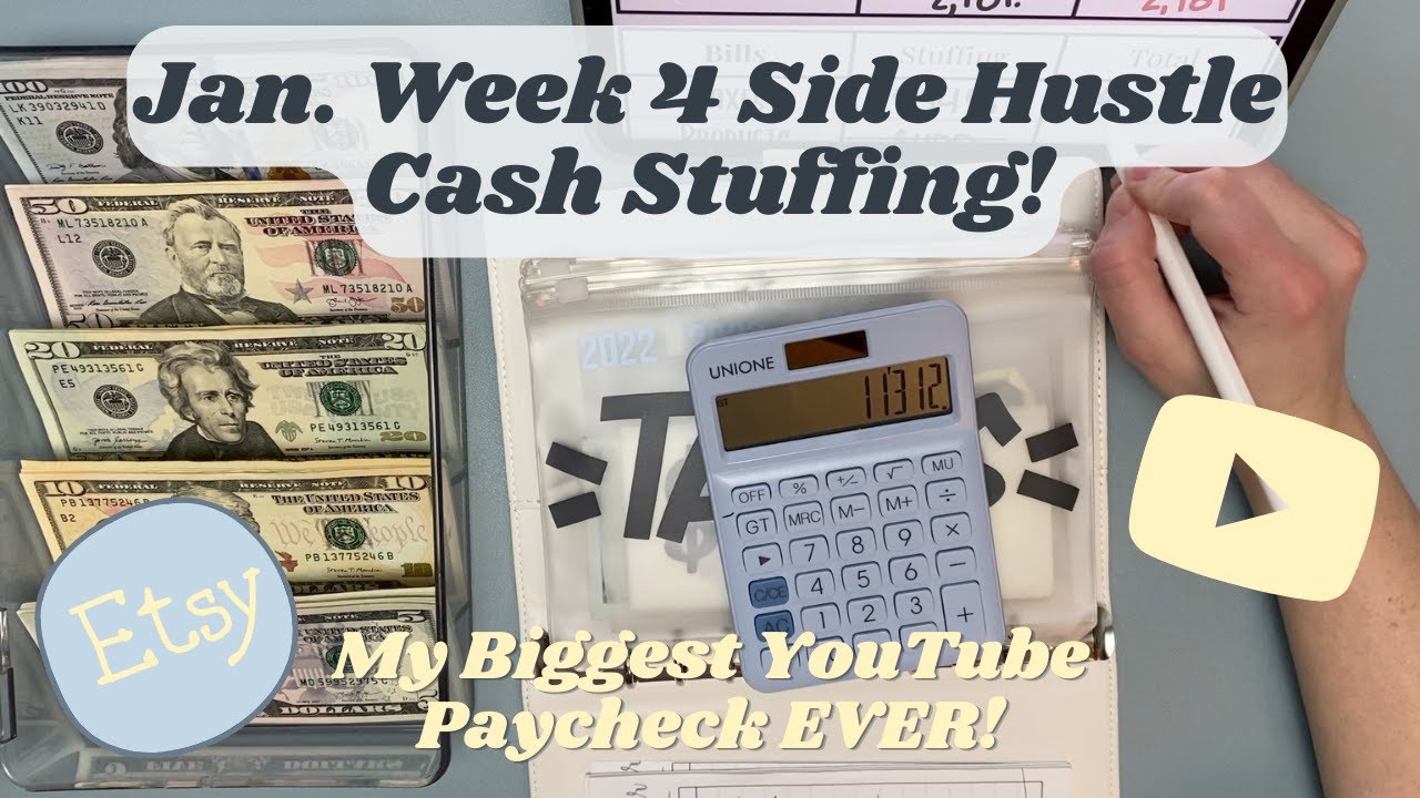January Week 4 Side Hustle Cash Envelope Stuffing || BIGGEST YouTube Paycheck Ever! || Etsy Paycheck
